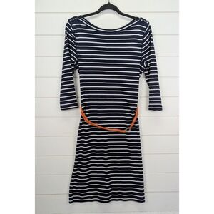 Ralph Lauren Striped Dress Size Medium Navy Stripe Orange Nautical Preppy Cotton